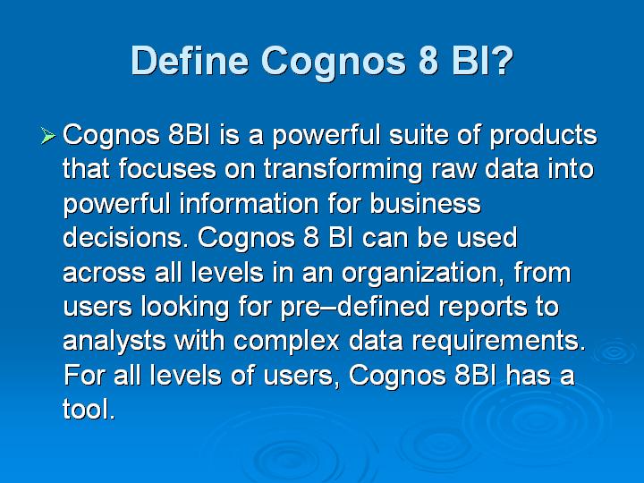 12_Define Cognos 8 BI