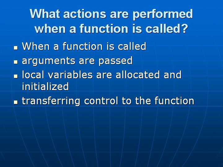 16_What actions are performed when a function is called