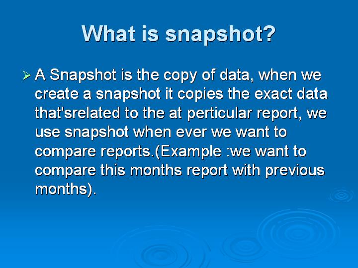 23_What is snapshot