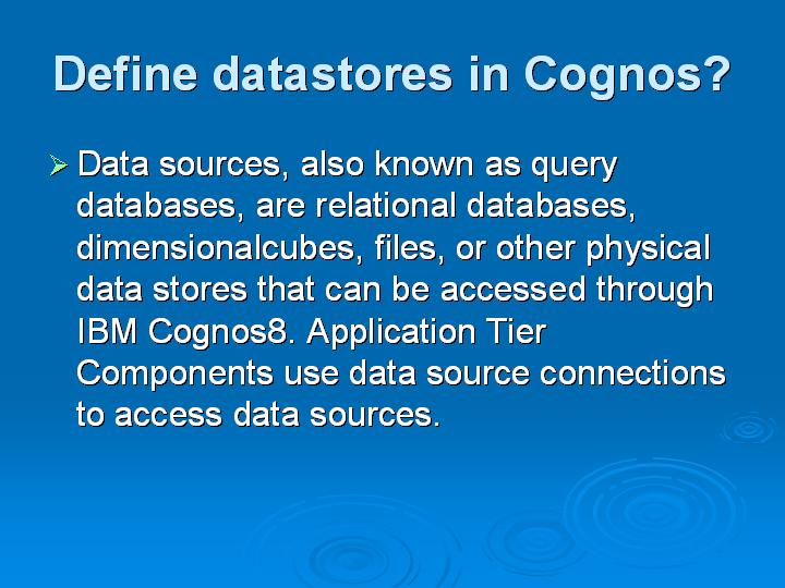 24_Define datastores in Cognos