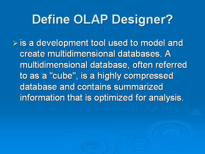 47_Define OLAP Designer