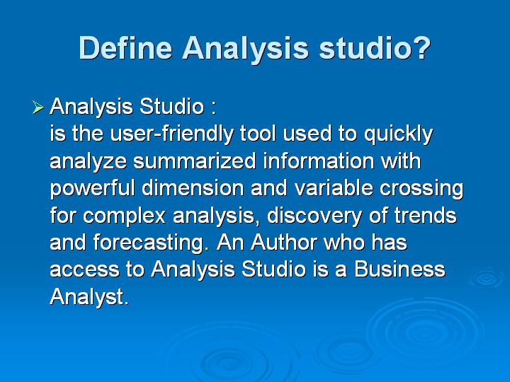 52_Define Analysis studio