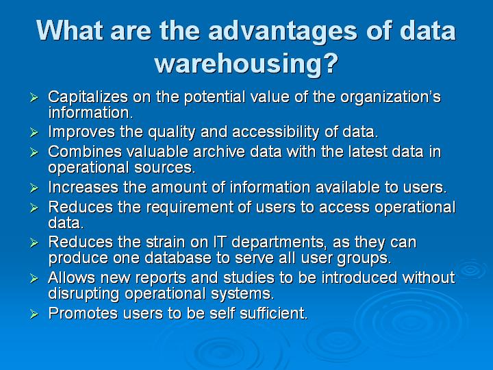 66_What are the advantages of data warehousing