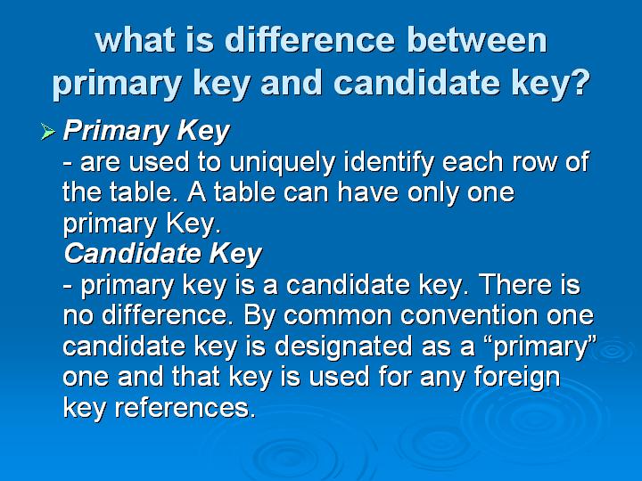 32_what is difference between primary key and candidate key