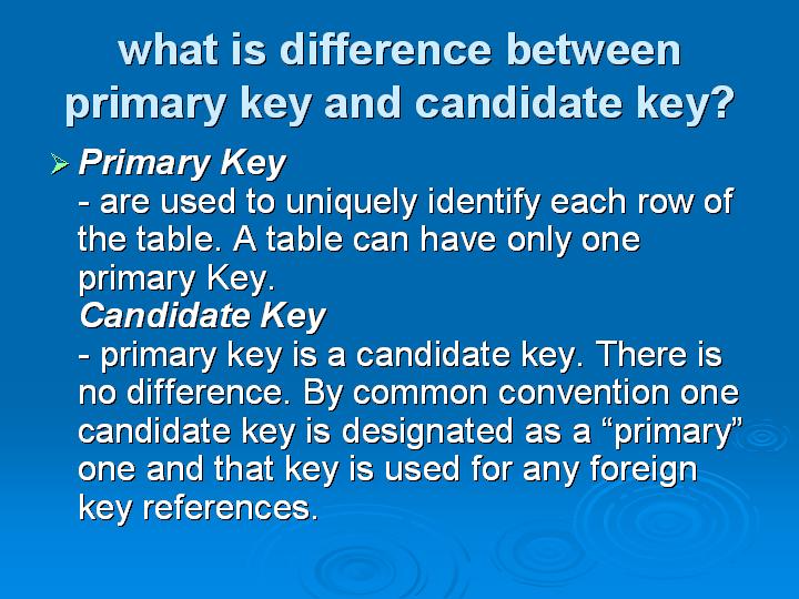 32_what is difference between primary key and candidate key